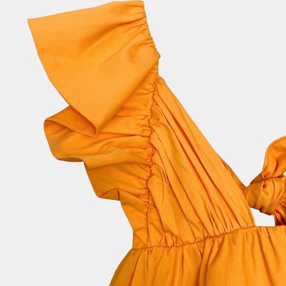 FOR LOVE & LEMONS Clementine Ruffled Tie Back Mini Dress Orange - Picture 9 of 14